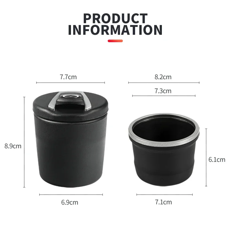 Car Styling LED Ashtray Cigarette Smoke Ash Cylinder Bin Holder With Lid For Mazda MX-5 2 5 3 6 CX-8 CX-3 BK CX-5 CX30 MS RX-8