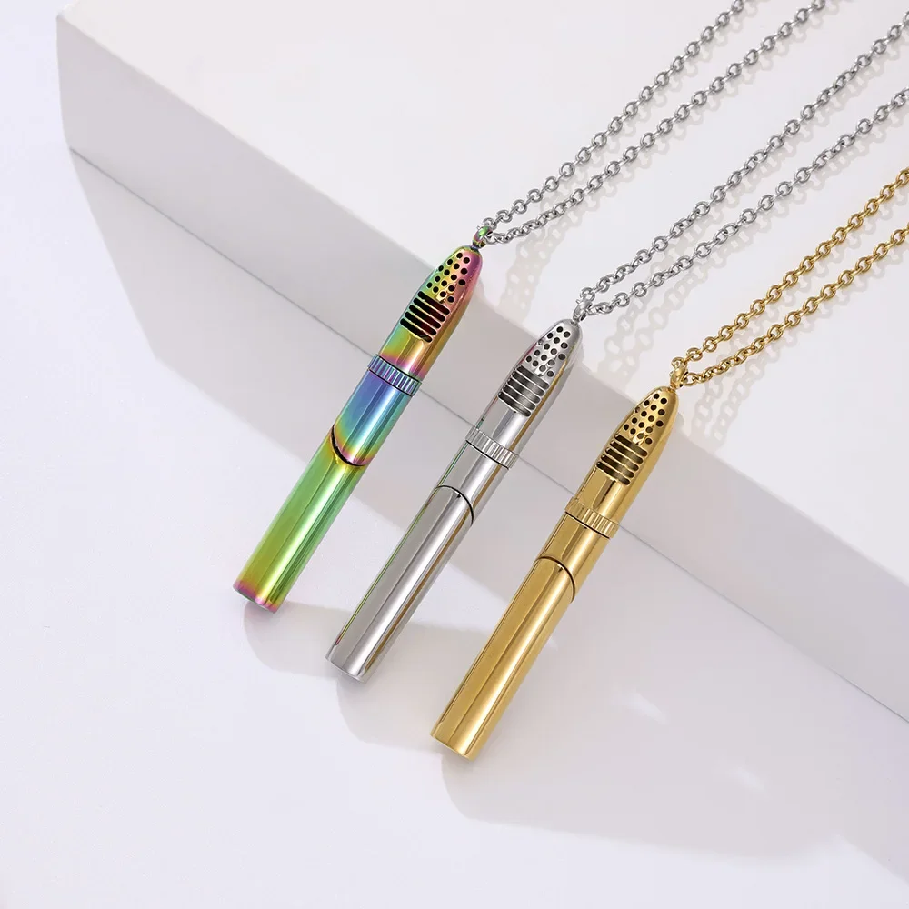 Fashion Stainless Steel Fragrance Pendants Commemorative Perfume Essential Oil Bottle Fragrance Diffuser Necklace Jewelry