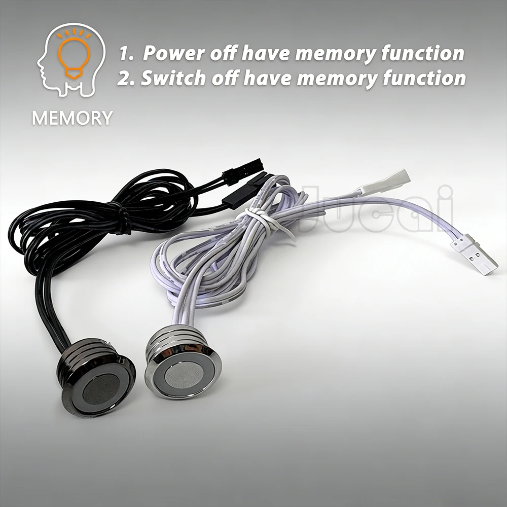 Regulador táctil inteligente con acabado metálico y memoria: conserva el brillo y el estado de encendido/apagado después de apagar el dispositivo, control táctil de 12V para tiras LED