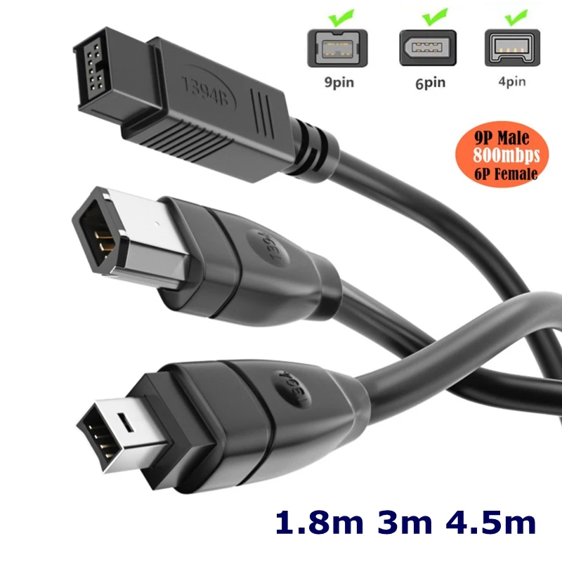 EEE 1394 FireWire 800 cable,9-pin to 9-pin 6-pin 4-pin and 6-pin 4-pin 4-pin ILink IEEE 13 paid ity B cable