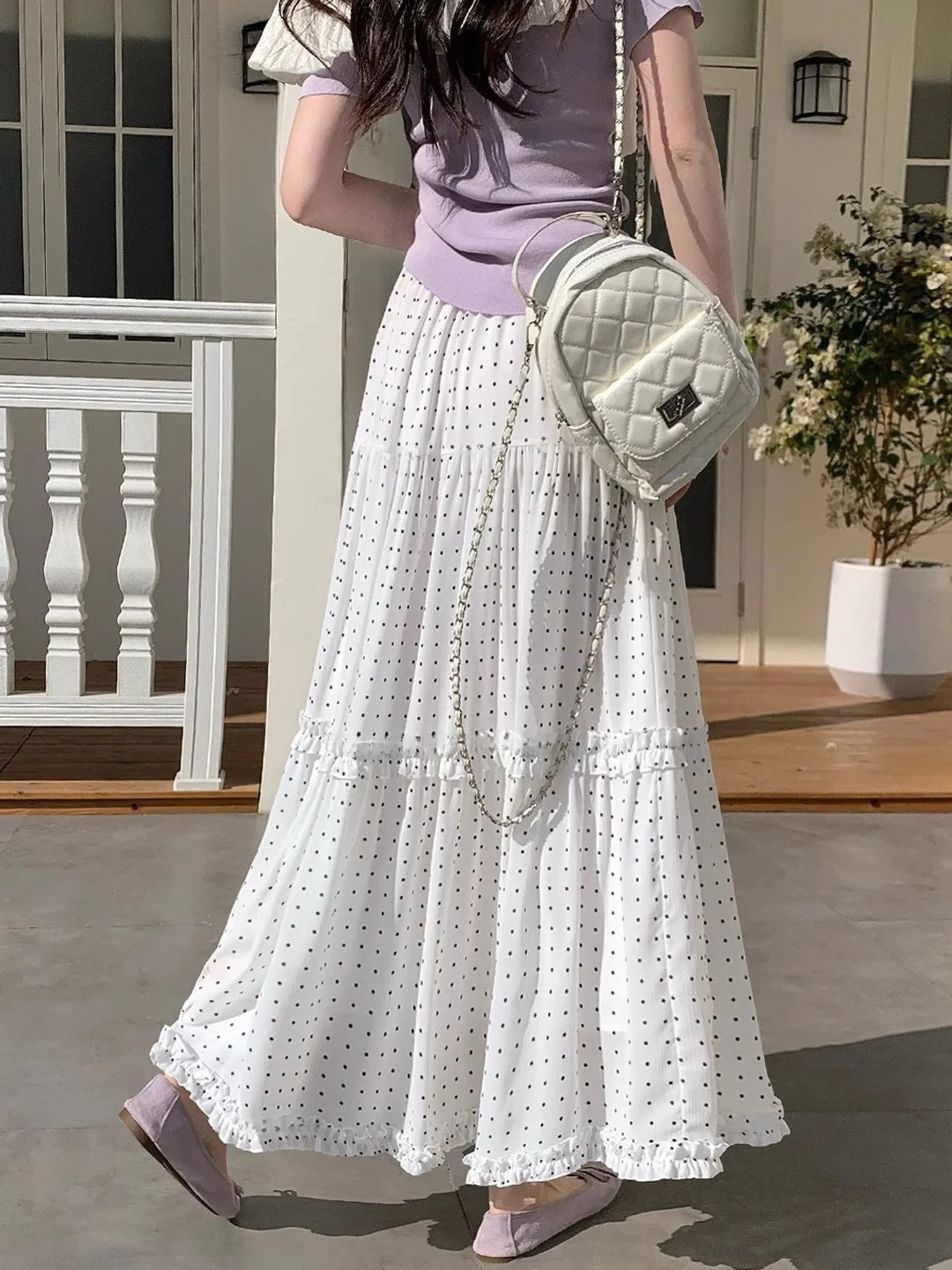 

Юбка А-силуэта с высокой талией, плиссированная, в горошек, длинная, в пол, женская летняя юбка