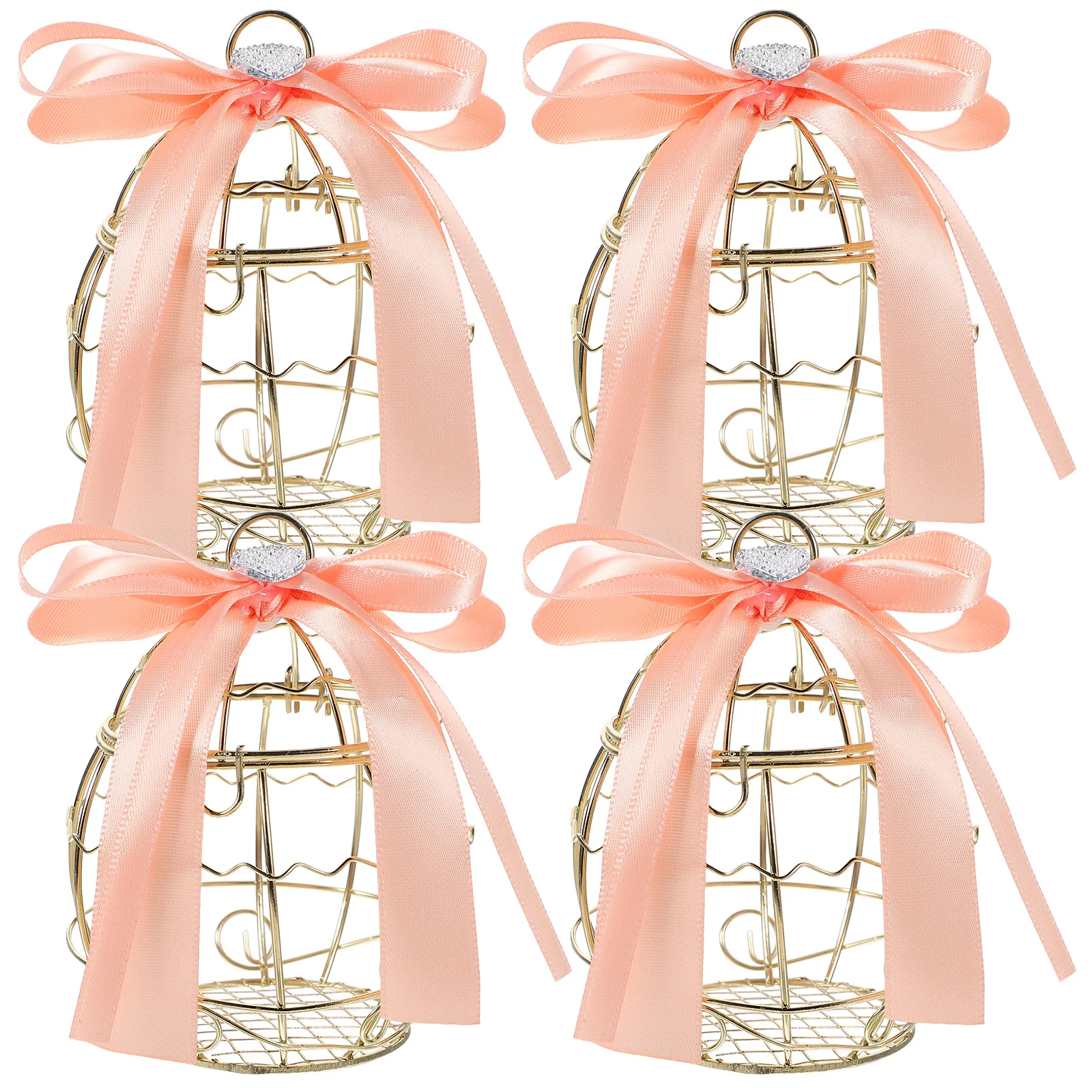 

4Pcs Candy Boxes Birdcage Style Wedding Favor Box Decorative Gift Container for Sweets Biscuits Party Dessert Packaging Holder