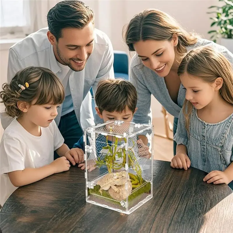 

WORTHOWN-Acrylic Reptile Terrarium 360° Clear View, Easy Assembly& Secure Design For Pet For Jumping Spiders, Tarantulas, Geckos