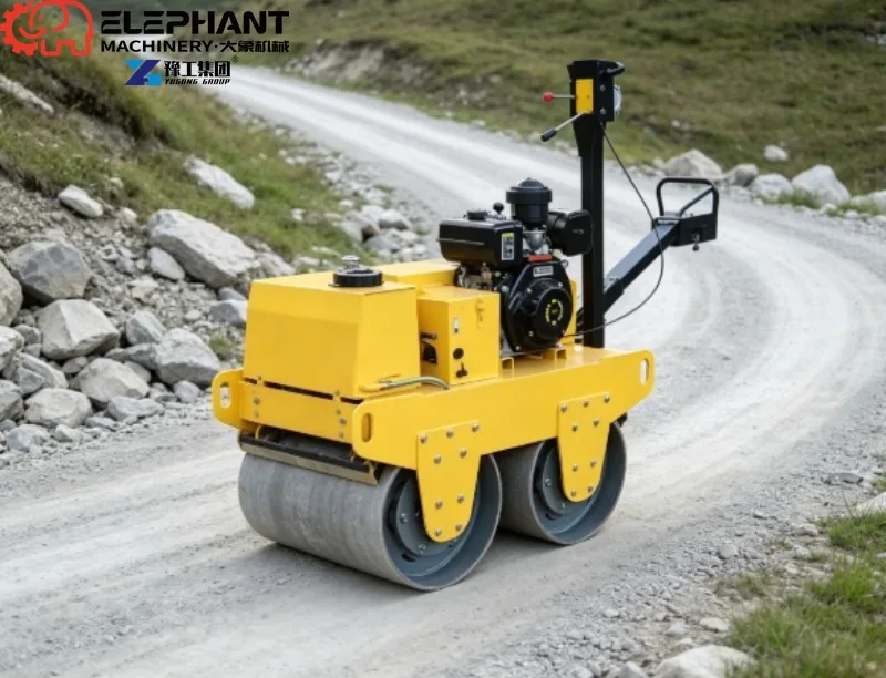 Manual Walk Behind Double Drum Road Roller, Mini Compactor Roller For Courtyard And Country Road Construction