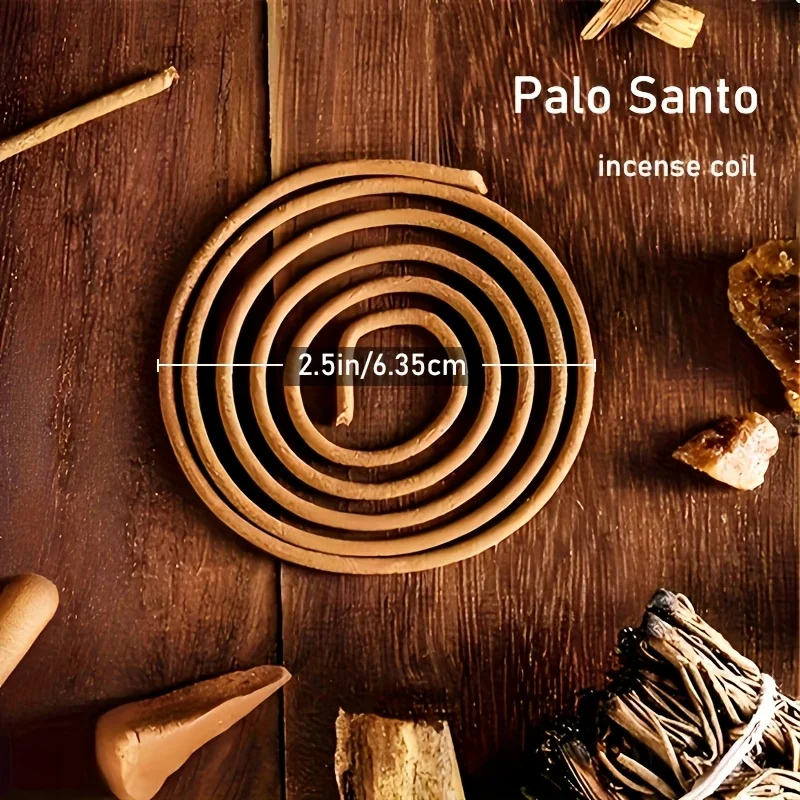 Palo Santo Flavored High-Quality Classic Spiral Incense, 6.3cm Diameter, Purely Handmade Incense, Made Using Ancient Methods, with a Rich, Natural Fragrance, Long-Lasting Scent, Portable Packaging, Convenient for Taking on the Go, Suitable for Home and Outdoor Use