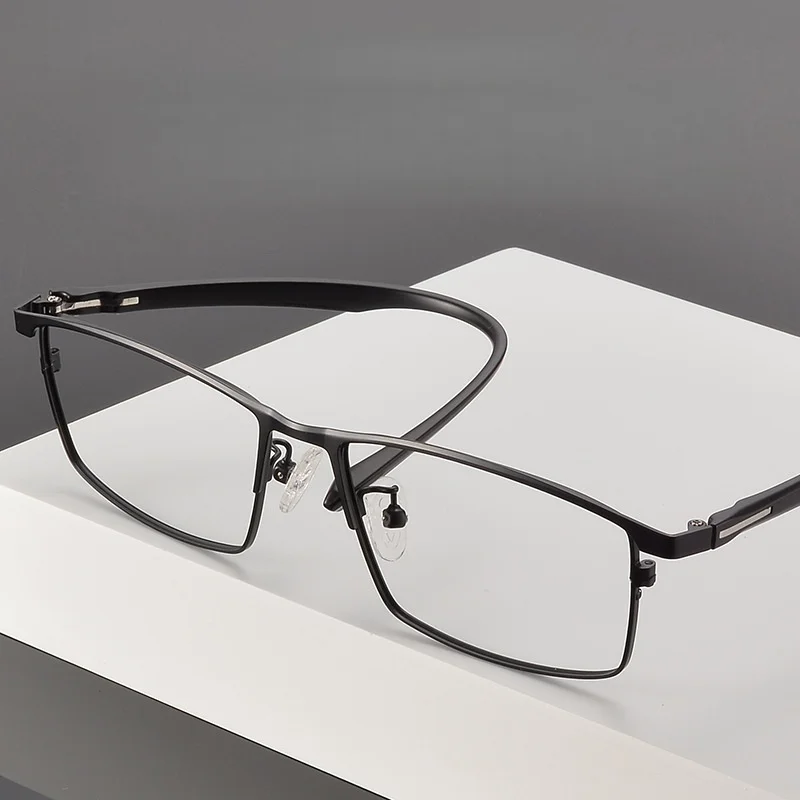 Titanium Alloy Eyeglass Frame Business Square Men's Eyeglass Frame Ultra Light TR Temple Optical Prescription Frame P9914