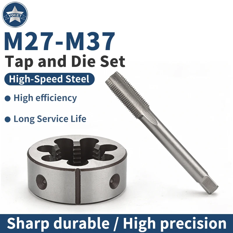 VOKET TAP1SET M27-M37RightHand Mertic Tap Die Set HSS Used for machine tool internal and external thread tapping and repair tool