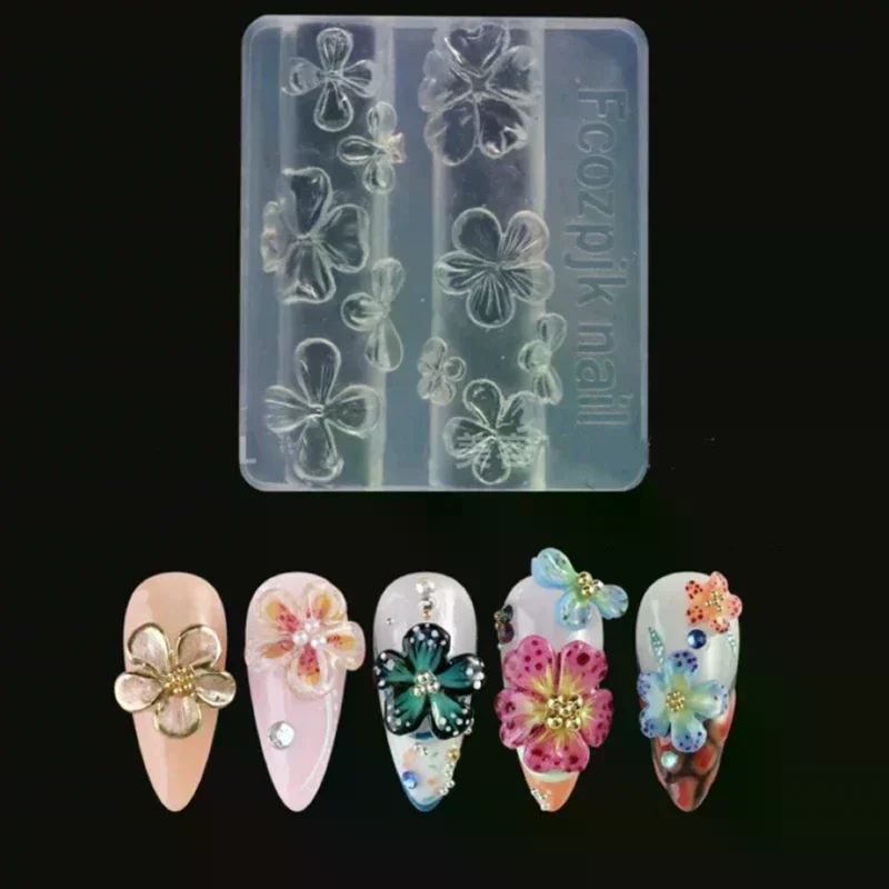 Five Petaled Flowers Nail Silicone Relief Nail Art Mold Nail Salon 3D DIY Nail Decoration Accessories Manicure Tool