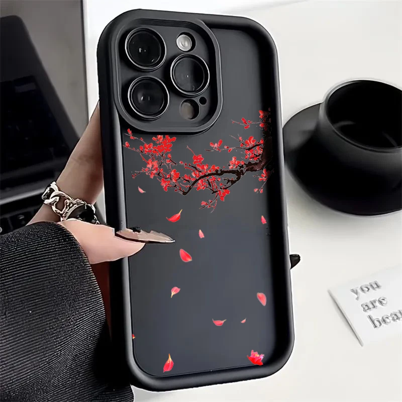 Japan Cherry Blossoms For iPhone 15 14 13 12 11 Pro Max XS Max X XR 7 8 Plus 6S Eye Ladder Phone Case