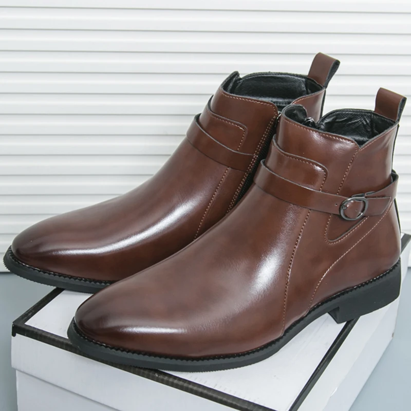 

Classic Chelsea Boots Men High Quality Formal Casual Business Leather Boots For Men Ankle Boots Men's Dress Leather Shoes Male