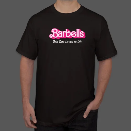 NEW Barbells Pink Retro Workout Classic Girl Loves to Lift Gear T-Shirt S-5XL