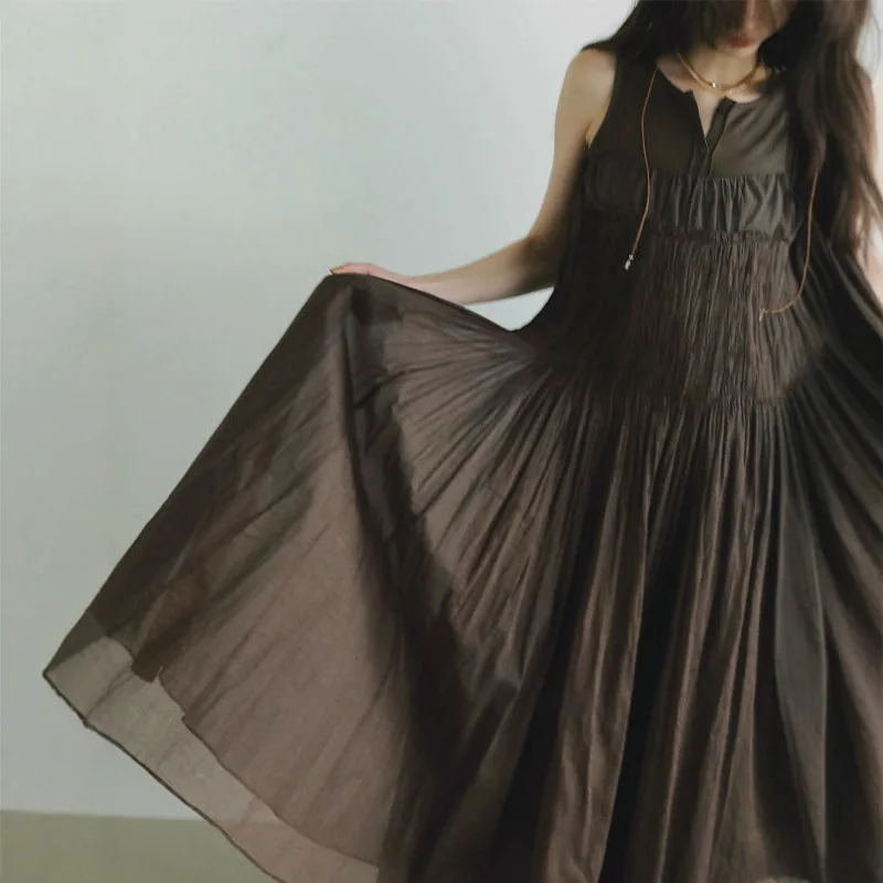 Gagarich 2025 مجموعة جديدة لربيع وصيف اليابانية Ins Blogger Lerm Wind فستان بحزام رائع فضفاض للتخسيس فساتين طويلة