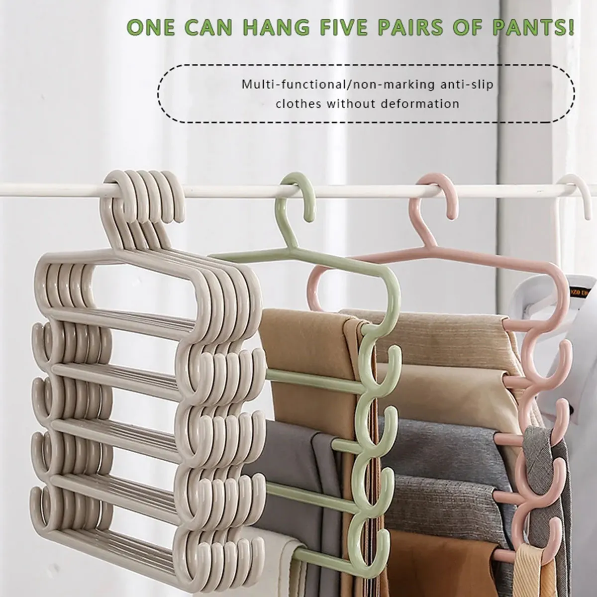 5 Layers Clothes Hangers Trousers Pants Hangers Towel Scarfs Racks Closet Storage Organizers Clothes Storage Organization