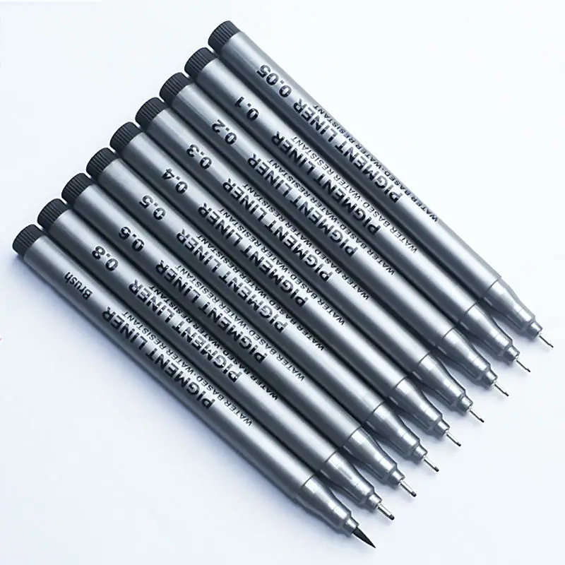 9Size Multiline Pigment Black Needle Tip Sketch Marker Fine Liner Waterproof Micro Line Art Pen For Painting for Stationery