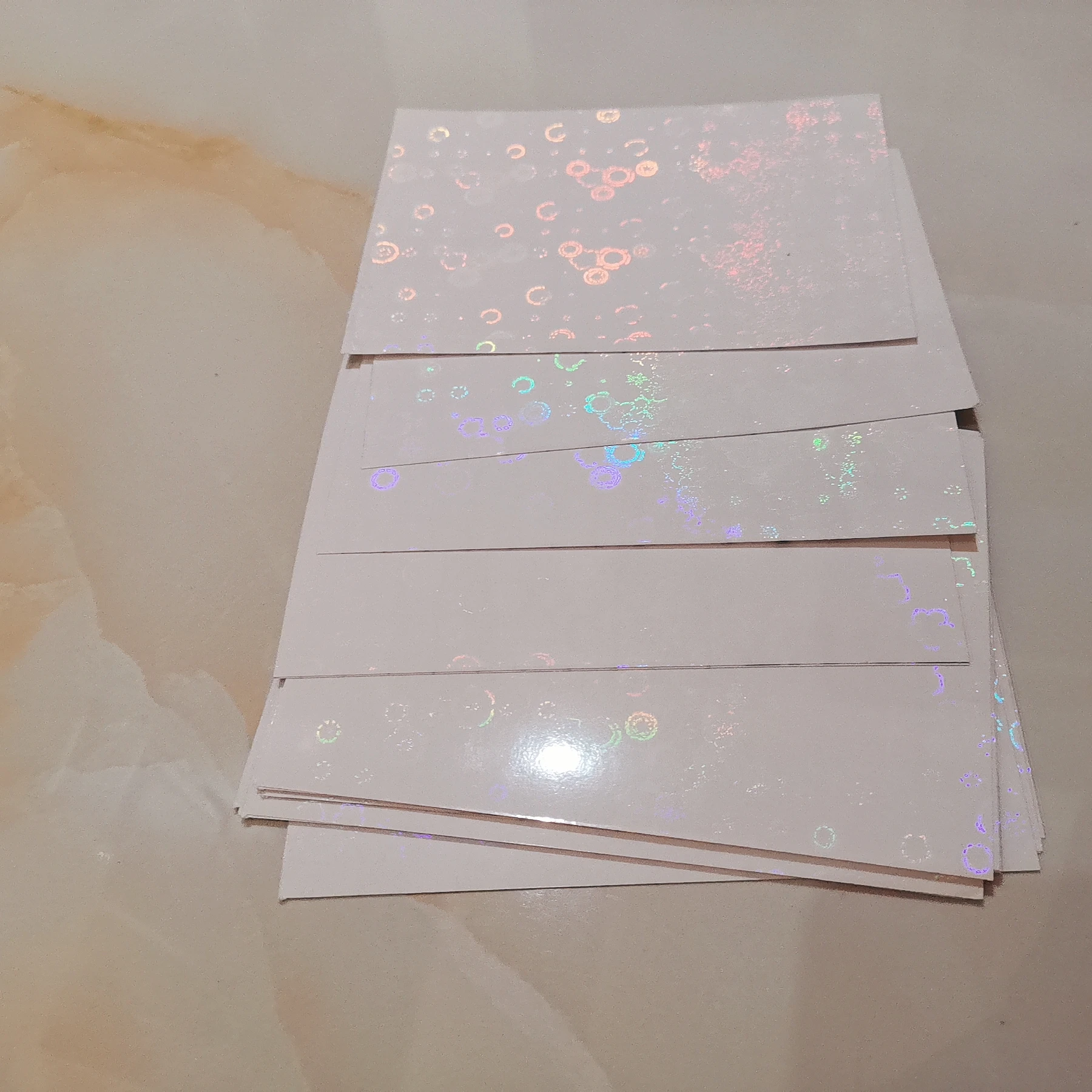 Plum BlossoPlain 50 Sheets/ Bag Holographic Matched Adhesive Film Backside 150 X 105MM Cold Laminating On Photo DIY Package Card