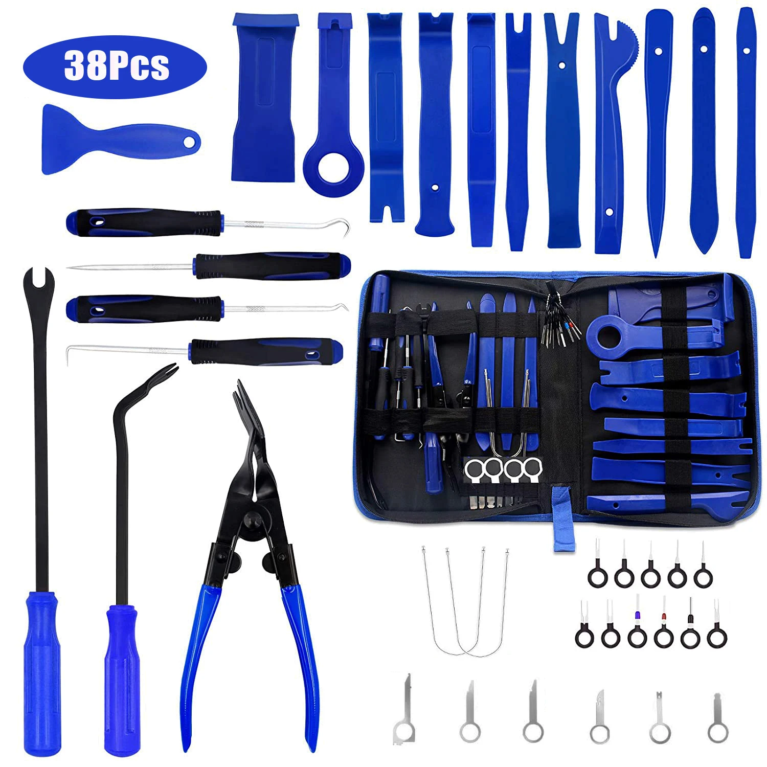 38Pcs Car Interior Disassembly Tool Plastic Panel Trim Temoval Kit Garage Tool Diy Blades Fastener Clips puller Set