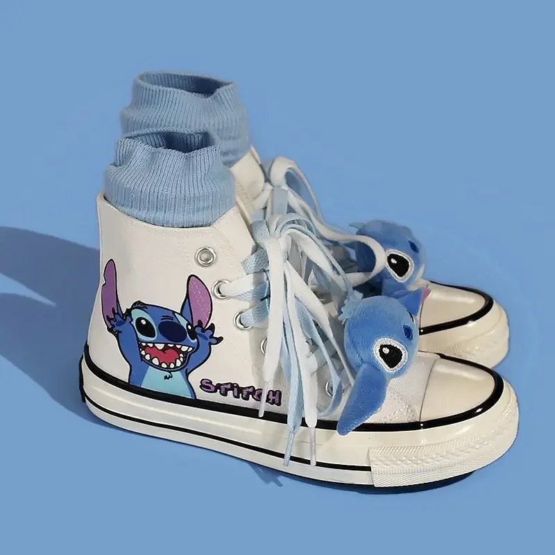 Sanrio Anime Kuromi Lolita High Top Flats Canvas Shoes Couple Student Sneakers Women Trend Graffiti Hand Paint Cute Casual Shoes