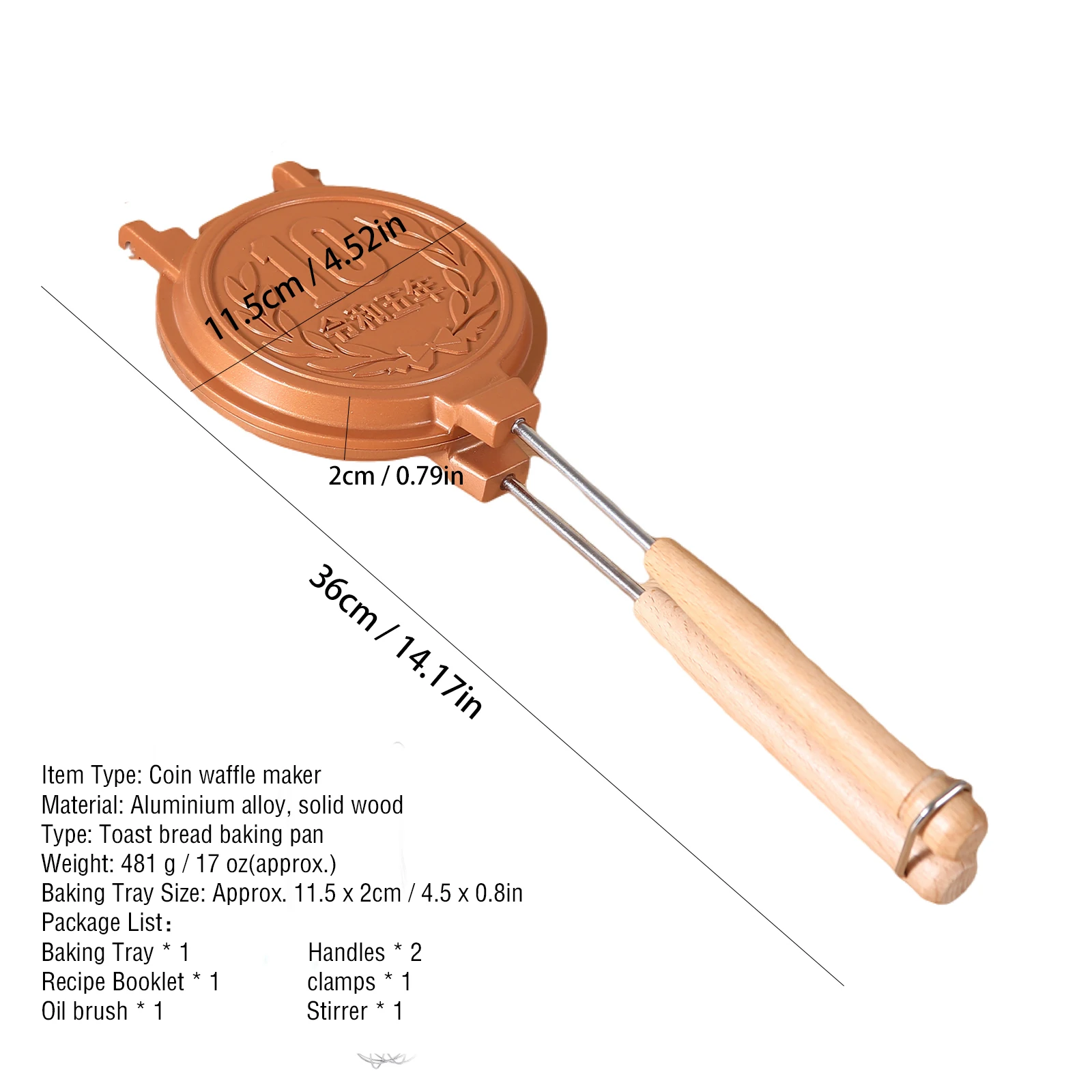 10 Yen Coin Sandwich Maker, Toaster Double Sided Sandwich Baking Pan with Long Handle, Nonstick Flip Grill Pan for Breakfast