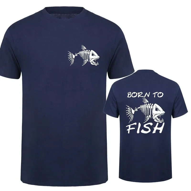 Fashionable fisherman T-shirt, fun short-sleeved T-shirt for fishing enthusiasts, summer men's casual street polyester fabric