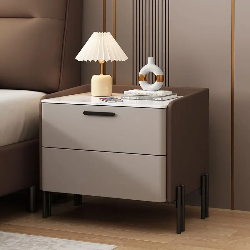 Spot Fast Solid Wood Bedside Table, Italian Slate, Simple Modern Style, Home Bedroom, Light Luxury, High-end Bedside Table