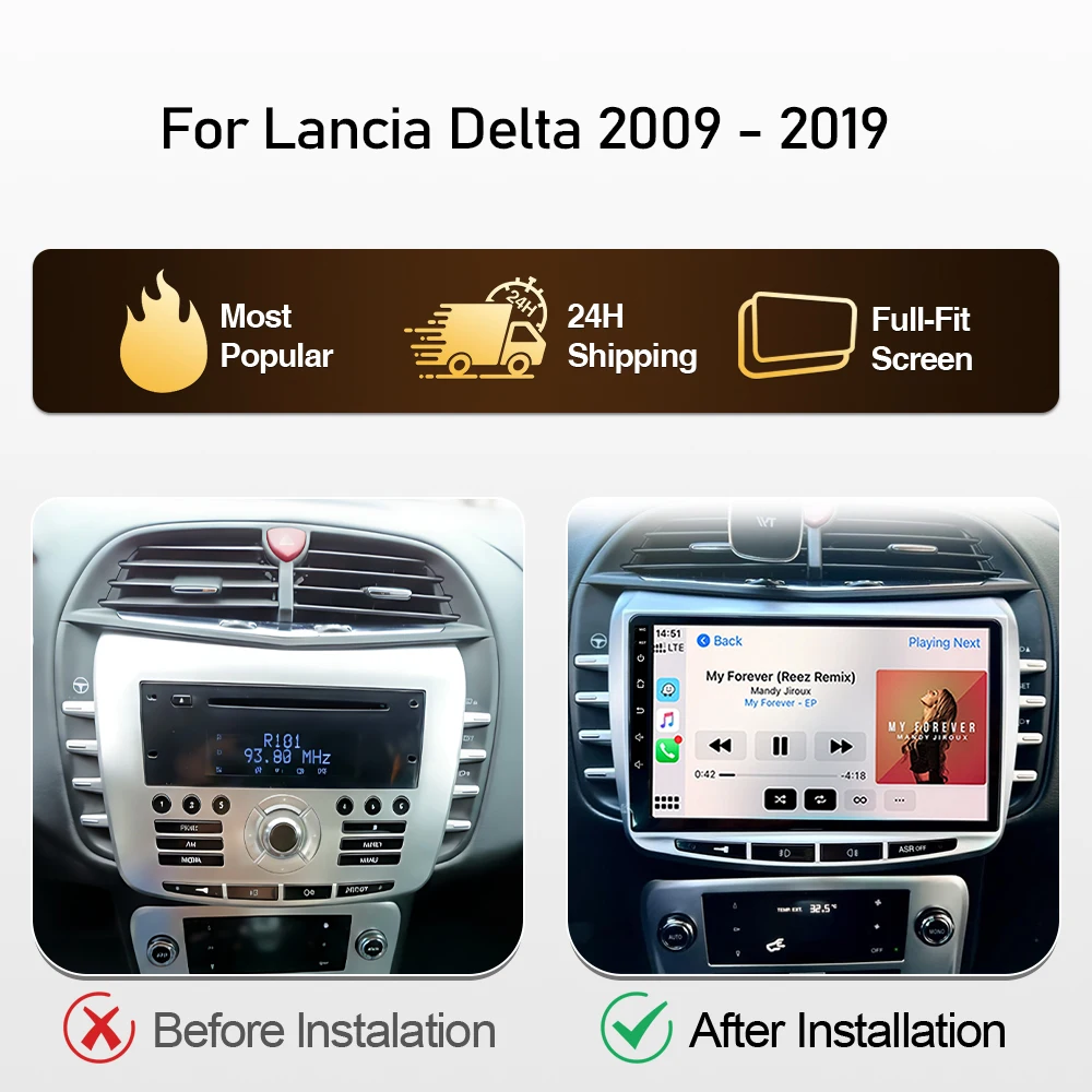 Carplay For Lancia Delta 2009 - 2019 Car Radio Android Auto Stereo Multimedia Video Player GPS Navigation 2din DVD Autoradio