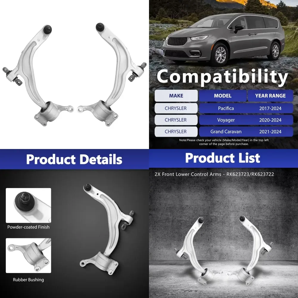 

AP01 Frenzybro 2pcs Front Suspension Kit Lower Control Arm for 2017-2024 Chrysler Pacifica Van and for 2020-2024 Chrysler
