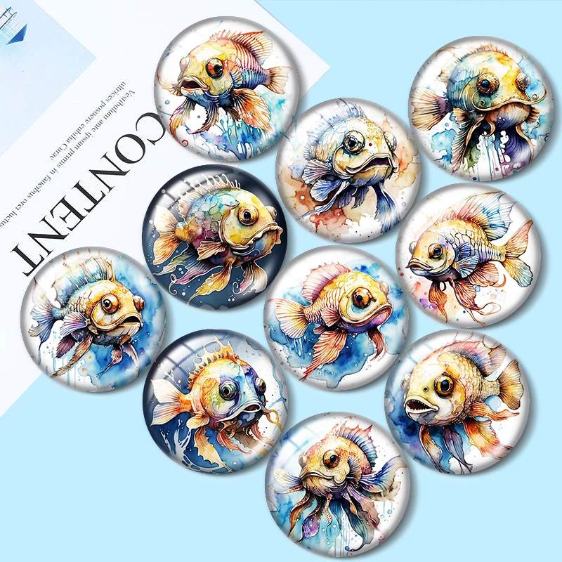 

Magical Fish 10pcs mix18mm/20mm/25mm Round photo glass cabochon demo flat back Making findings