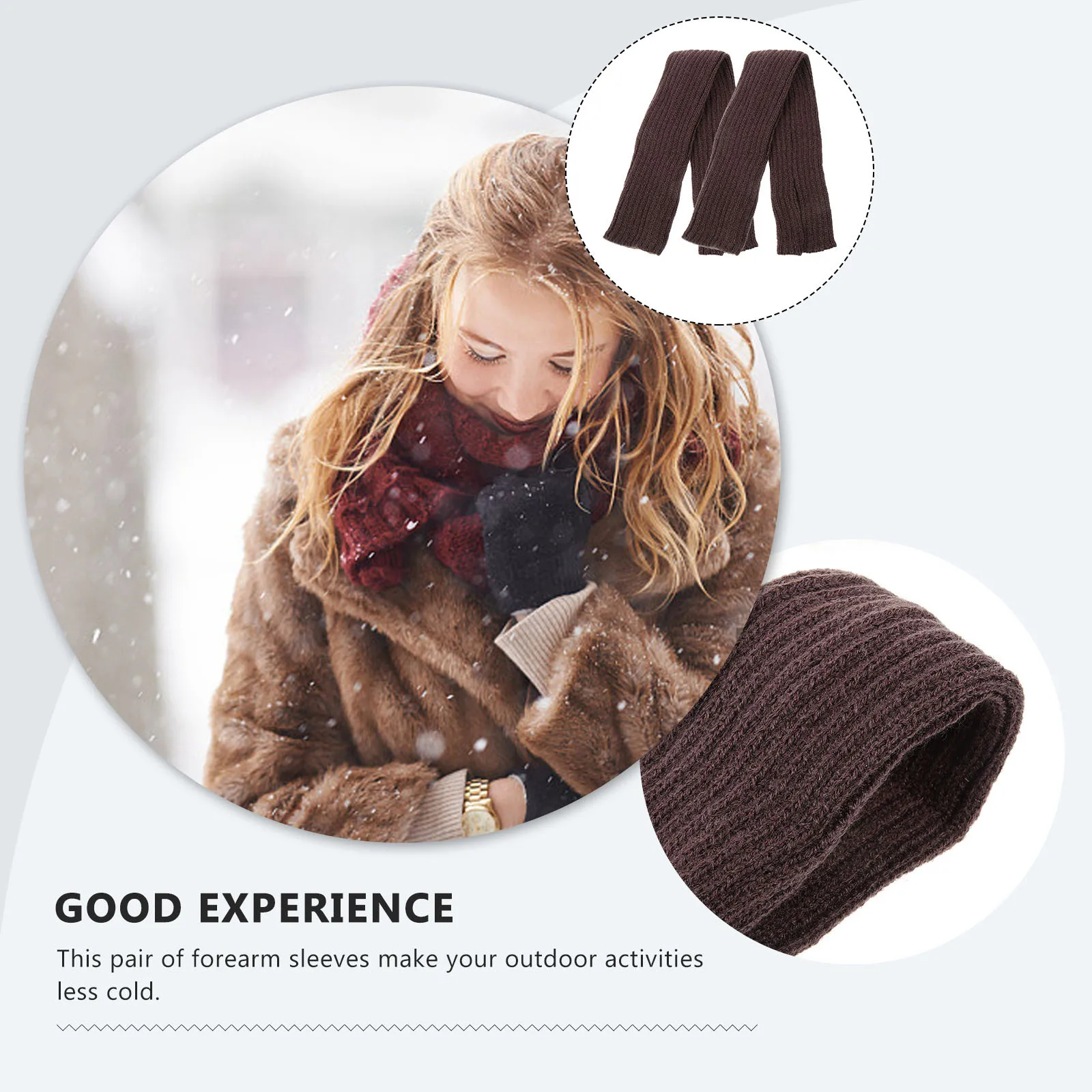 

1 Pair Warm Keeping Oversleeves Knitting Long Cuff Forearm Guard Winter Cotton Sleeves for Riding Fishing Driving Khaki