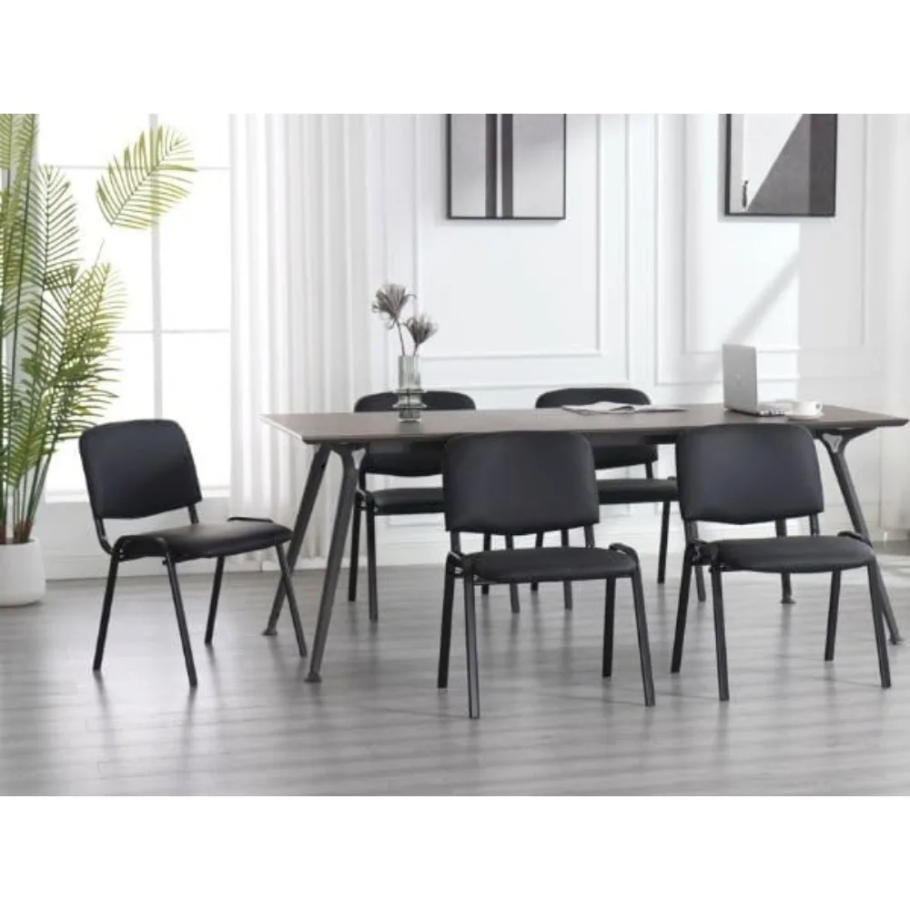 

Waiting Room Chairs Set of 5 Stackable Conference Room Chairs Faux Leather Office Reception Chair for Guest School Breakroom