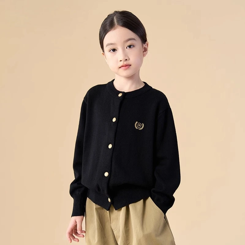 

2026 Preppy Knit Cardigan, Big Kids Spring Wool Sweater Top Chic Casual Jacket for Children New Arrival
