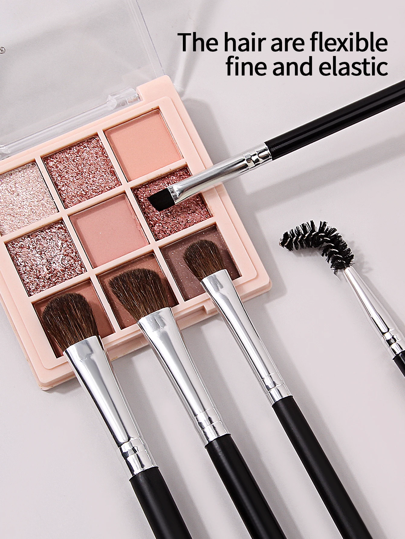 مجموعة فرش مكياج للعين ذات شعيرات ناعمة مكونة من 5 قطع، فرشاة ظلال عيون احترافية، فرشاة حواجب برأسين، فرشاة رموش، محمولة