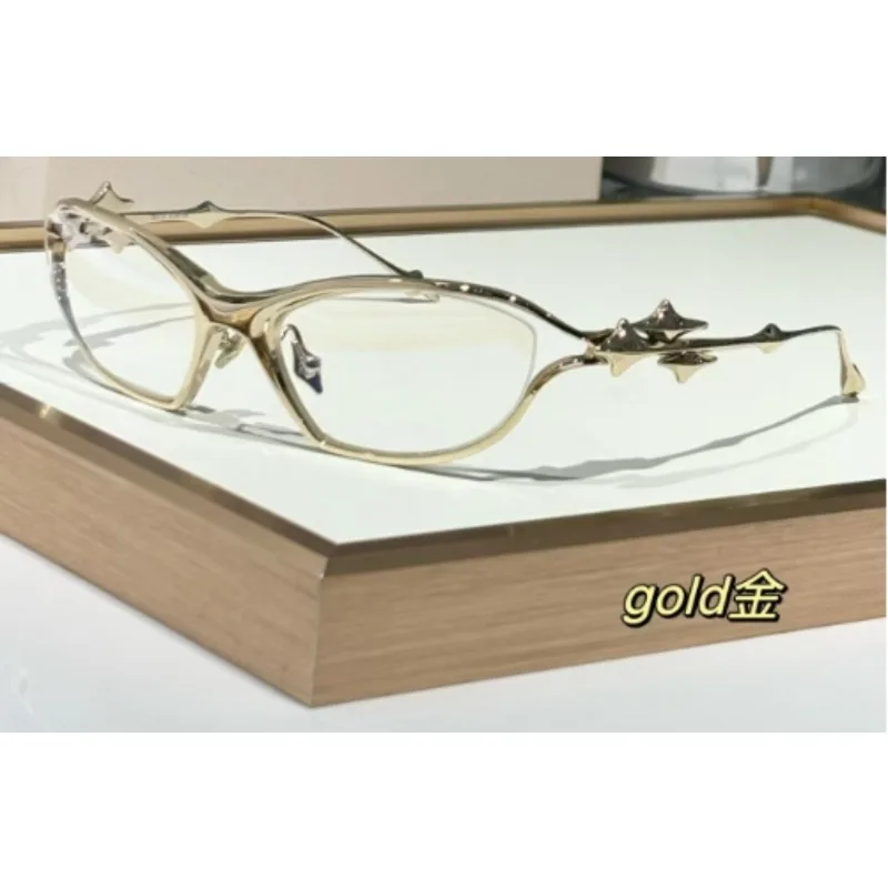 

Korean GM pure titanium star temples decorated Gold myopia glasses frame men's anti-blue light eye protection flat mirror women