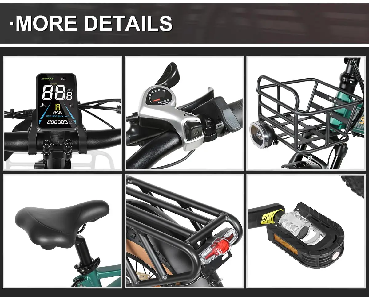 Rower elektryczny 48V 1000W 28MPH wbudowany akumulator 15AH terenowy EBike z koszem 20-calowy składany rower elektryczny z grubymi oponami