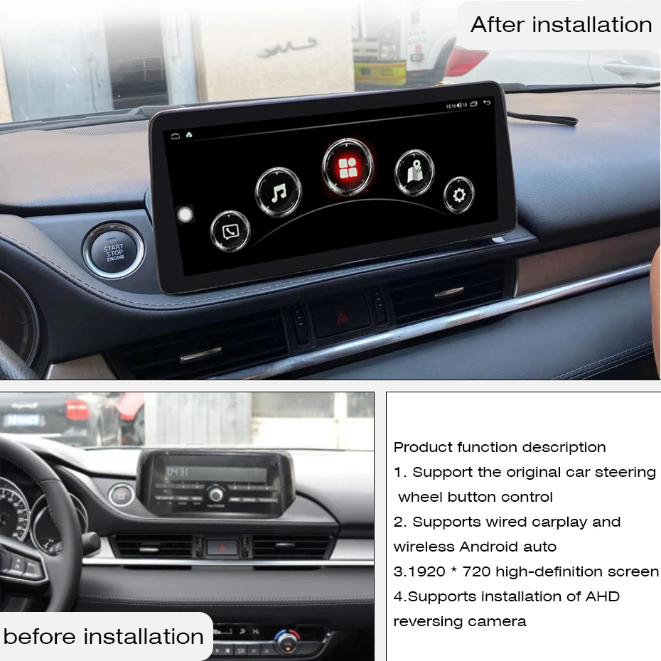 CO00-Autoradio Android 2020, 8 Go/2021 Go, 10.0x1920, QLED, Octa Core, Lecteur Stéréo pour Voiture Mazda 6 (720-256)