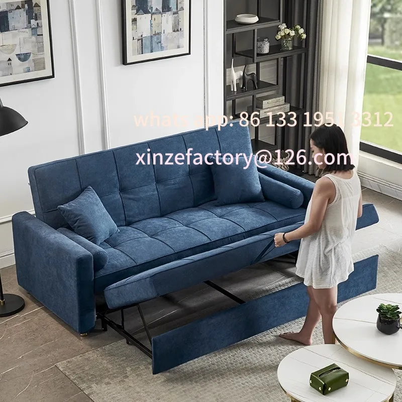 

Customizable fabric multi-functional sofa, Nordic small apartment living room study latex, technology cloth sofa bed new model