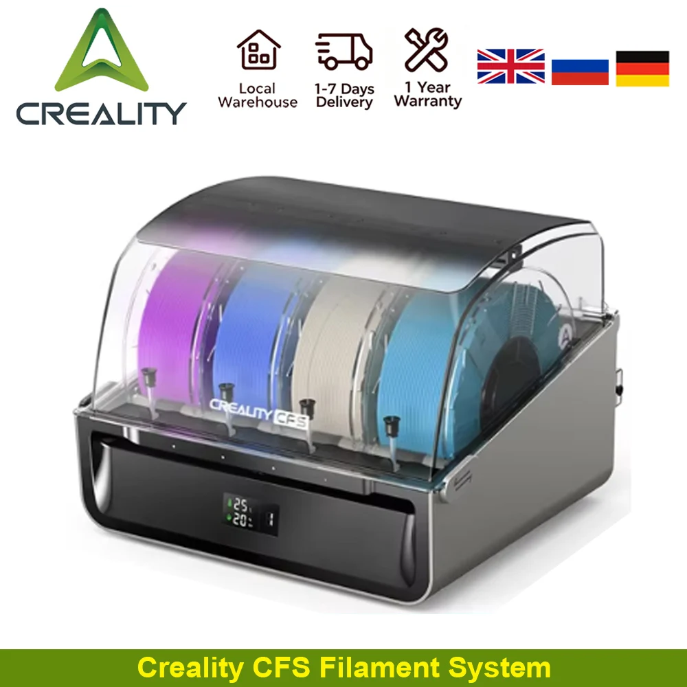 Creality CFS 3D-Drucker Filamentsystem mit Auslauf-Erkennung, Automatischer Feuchtigkeitsschutz, Mehrfarbige Aufbewahrung für K2, K2plus, K2Pro, Creality Hi