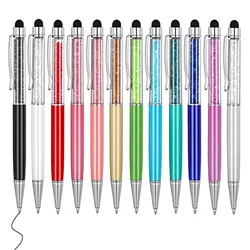 50pcs/Lot Crystal Metal Ballpoint Pen Fashion Creative Stylus Touch for Writing Stationery Office School Gift Free Custom Logo