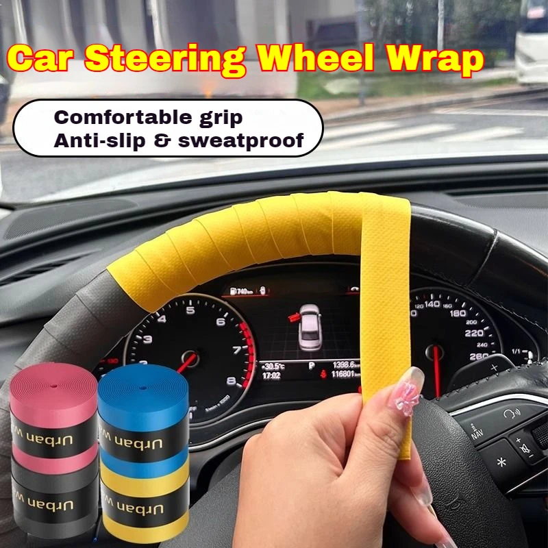 

Universal PU leather steering wheel decoration for carsnonslip and sweat-absorbent DIY hand strap