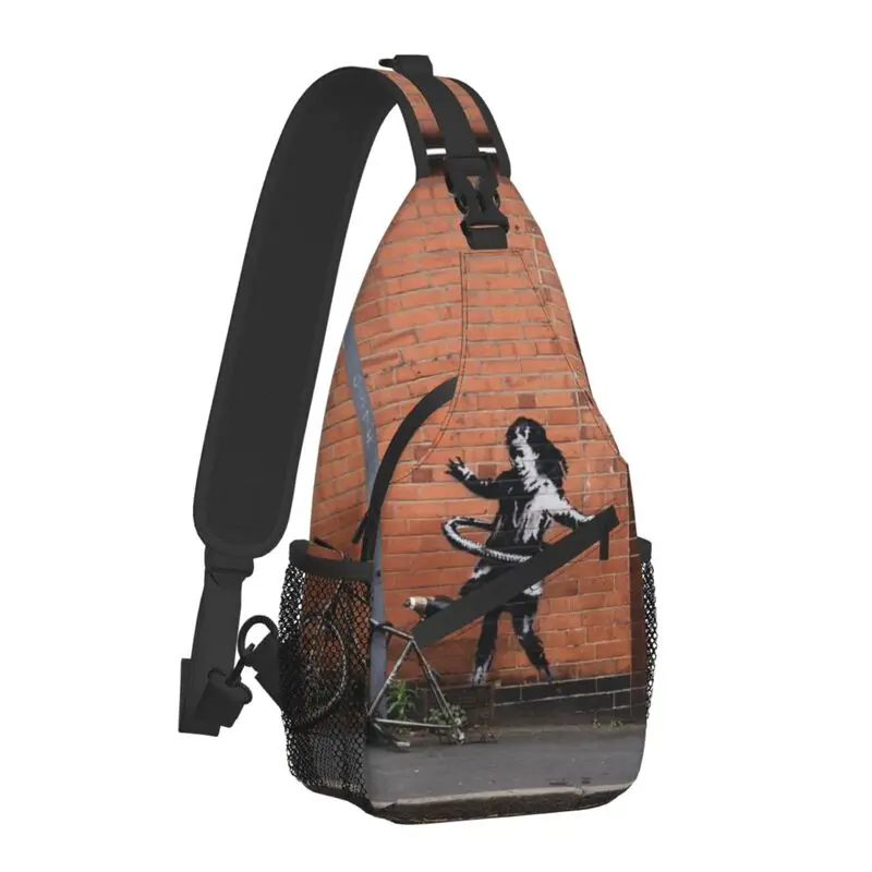 Banksy Sling Chest Bag Customized Graffiti Street Art Crossbody Shoulder Backpack for Men Travel Hiking Daypack