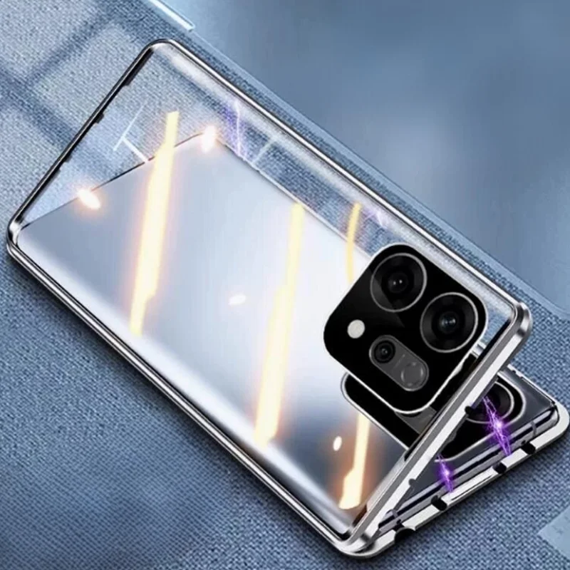 Coque de téléphone à fermeture magnétique en verre double face pour OPPO Reno 13 14 F 16 FS A 13 14 15 Pro Max, protection d'objectif d'appareil photo