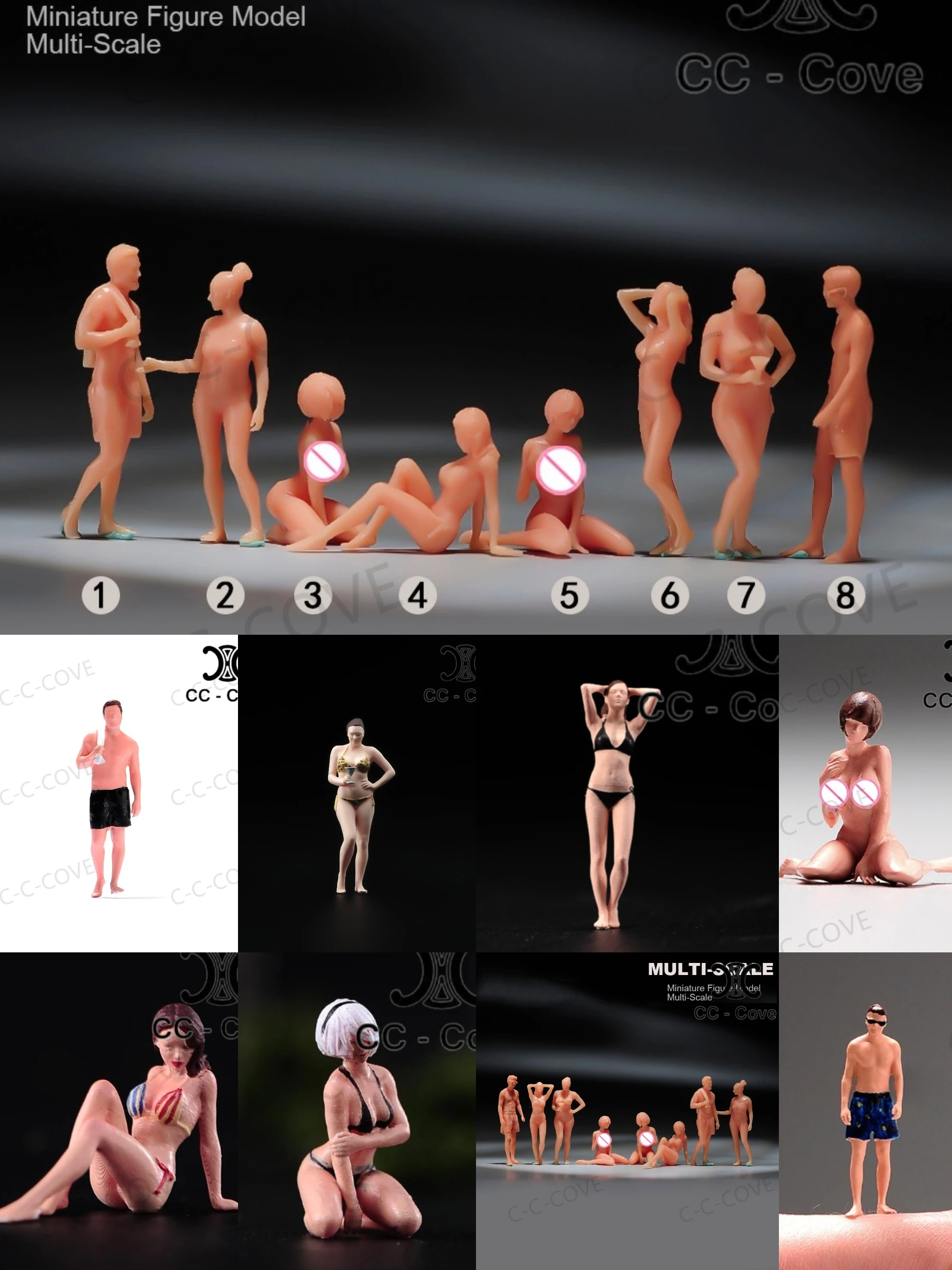 

Painted Miniatures 1/43 1/64 1/87 A Group Of Young Men And Women Wearing Swimsuits Figure Model Toys Gift View Decoration