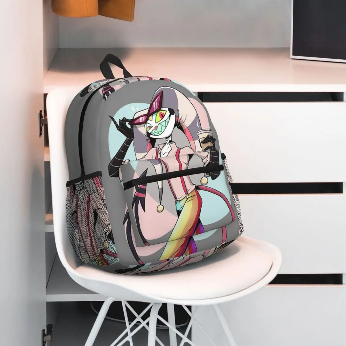 

Fizzarolli Helluva Boss Рюкзак Большой вместительности Детская сумка для книг Школьная сумка Сумки на плечо для мужчин и женщин