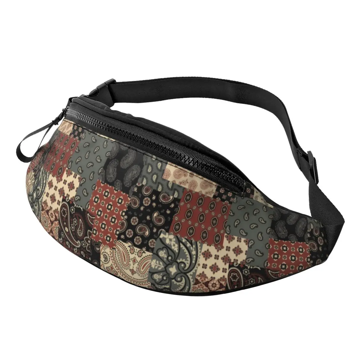 Custom Classic Paisley Collage Fanny Pack for Men Women Cool Crossbody Waist Bag Cycling Camping Phone Money Pouch