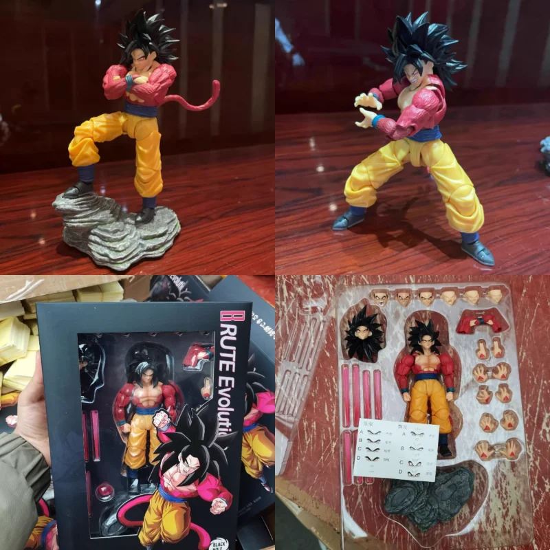 

In Stock Black Hole Shf Model Dragon Ball Super Four Wukong Wild Power Version 3.0 Collectible Anime Action Figure Model Toys