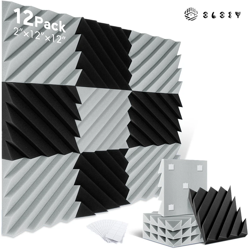 

Studio Sound Proof Wall Foam Panel 12 Pack, Home Office High Density Sound-Absorbing Foam, KTV Room Isolation Door Wall Panels