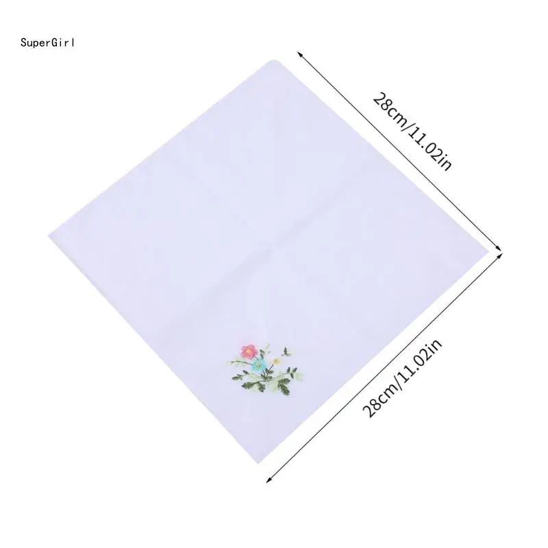 3PCS Lightweight Embroidery Flower Handkerchief for Woman Wedding Handkerchief J78E