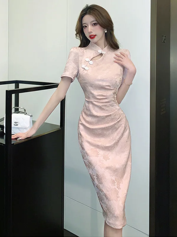 

Новая китайская юбка-ципао с вырезами, облегающая, с разрезом, с высокой талией, из полиэстера, прикрывающая бедра, для подростков