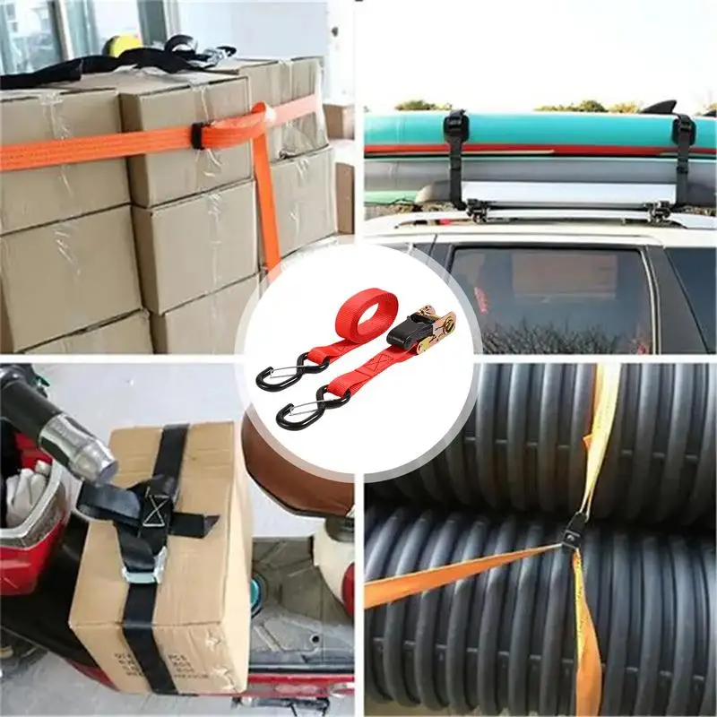 Ratchet Straps Hook Ratchet Cargo Tie Down Straps Cargo Transportation Vehicle Binding Cords For Traveling Picnicking Moving