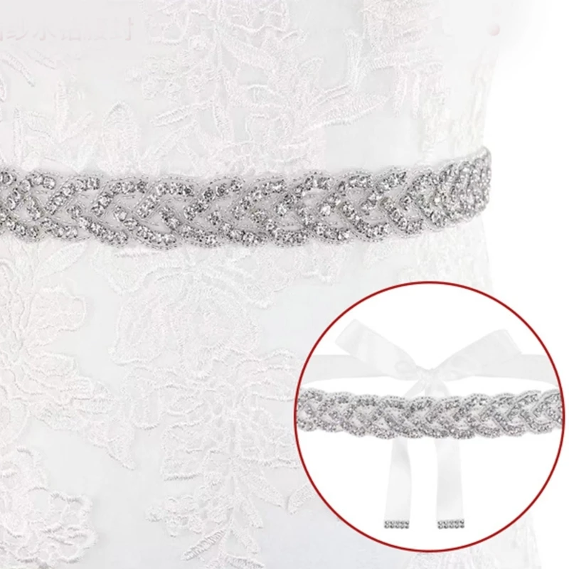 SZL Women's Crystal Wedding Belt Rhinestones Glitters Waistband Evening Dress Belt for Wedding Dress and Evening