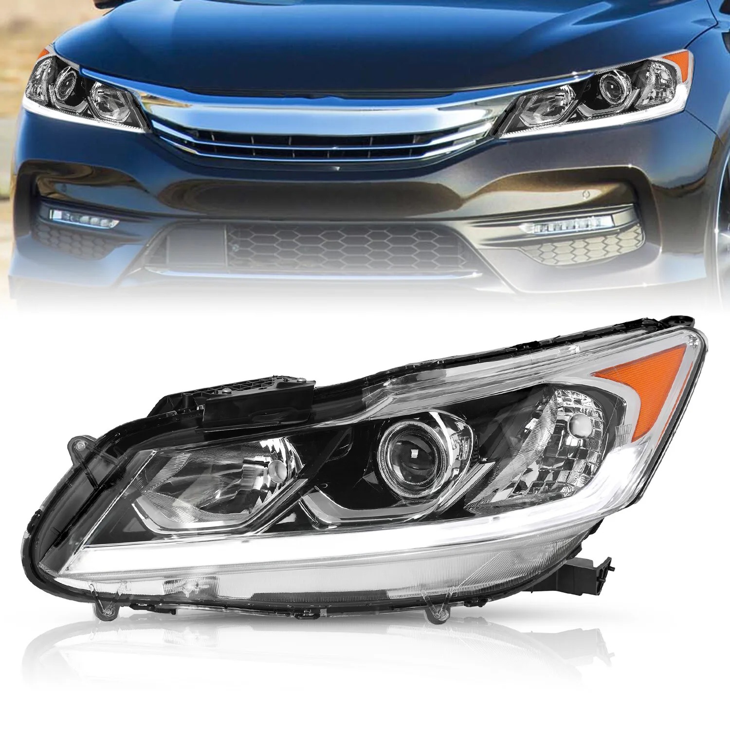 

For 2016 2017 Honda Accord EX EX-L Sedan W/LED DRL Left Driver Headlight 16-17